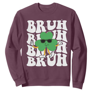Funny St. Patrick's Day Bruh Sweatshirt TS09 Maroon Print Your Wear