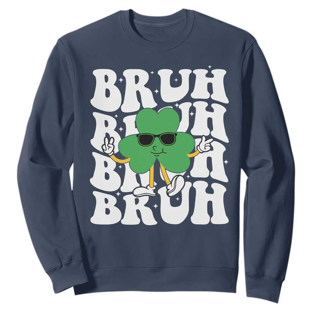 Funny St. Patrick's Day Bruh Sweatshirt TS09 Navy Print Your Wear