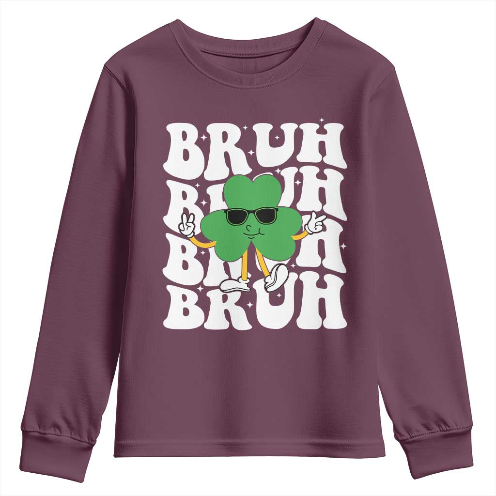 Funny St. Patrick's Day Bruh Youth Sweatshirt TS09 Maroon Print Your Wear