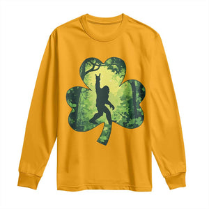 Funny St. Patrick's Day Bigfoot Long Sleeve Shirt Sasquatch Shamrock Irish TS09 Gold Print Your Wear