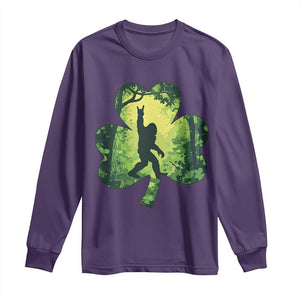 Funny St. Patrick's Day Bigfoot Long Sleeve Shirt Sasquatch Shamrock Irish TS09 Purple Print Your Wear