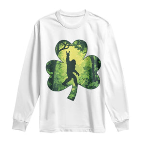 Funny St. Patrick's Day Bigfoot Long Sleeve Shirt Sasquatch Shamrock Irish TS09 White Print Your Wear