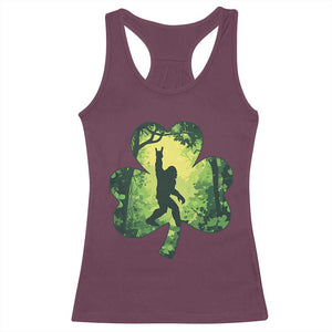 Funny St. Patrick's Day Bigfoot Racerback Tank Top Sasquatch Shamrock Irish TS09 Maroon Print Your Wear