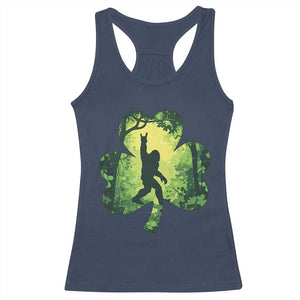 Funny St. Patrick's Day Bigfoot Racerback Tank Top Sasquatch Shamrock Irish TS09 Navy Print Your Wear