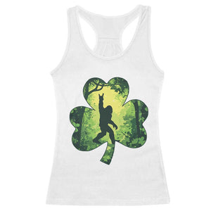 Funny St. Patrick's Day Bigfoot Racerback Tank Top Sasquatch Shamrock Irish TS09 White Print Your Wear
