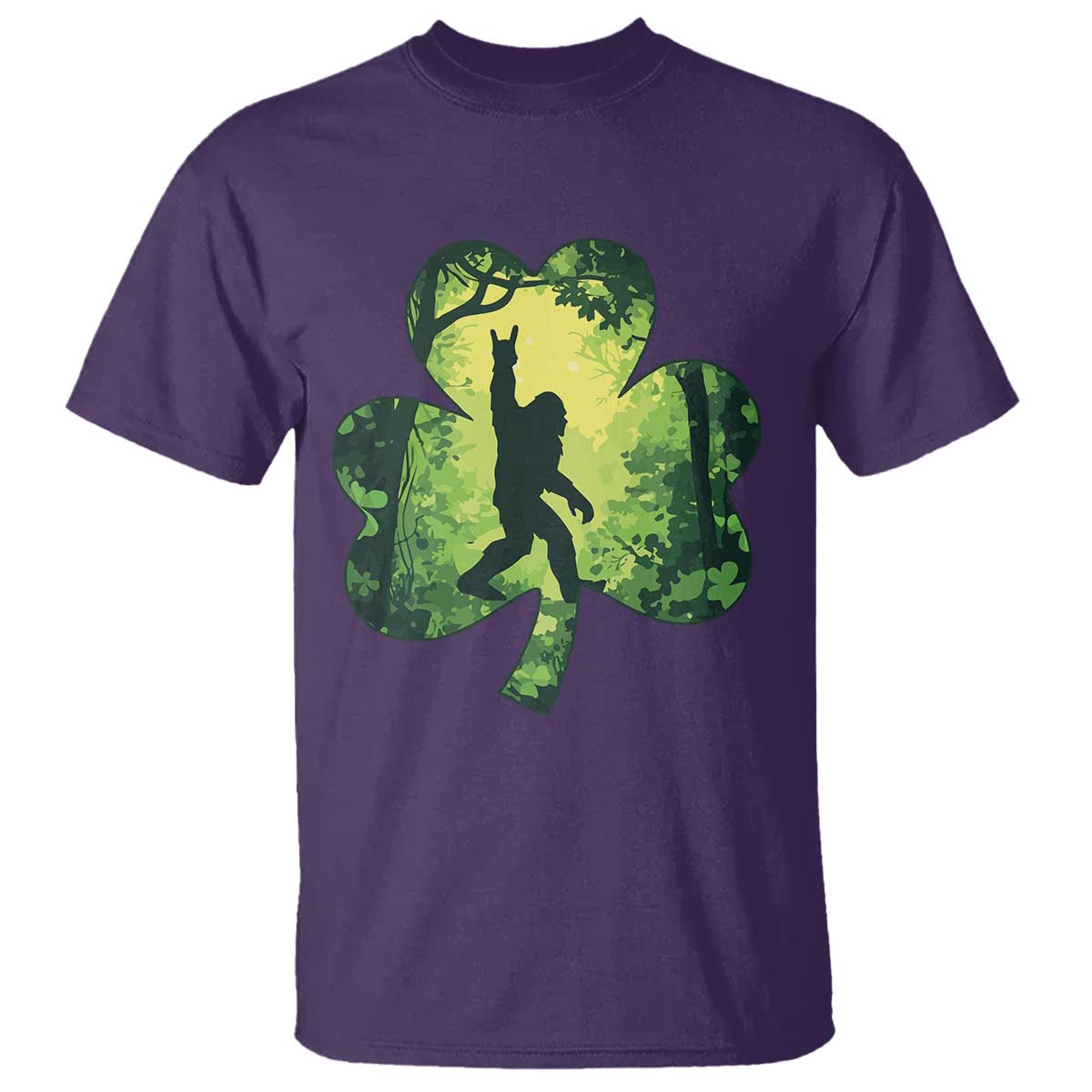 Funny St. Patrick's Day Bigfoot T Shirt Sasquatch Shamrock Irish TS09 Purple Print Your Wear