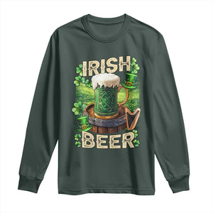 Funny St. Patrick's Day Irish Beer Long Sleeve Shirt TS09 Dark Forest Green Print Your Wear