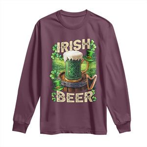 Funny St. Patrick's Day Irish Beer Long Sleeve Shirt TS09 Maroon Print Your Wear