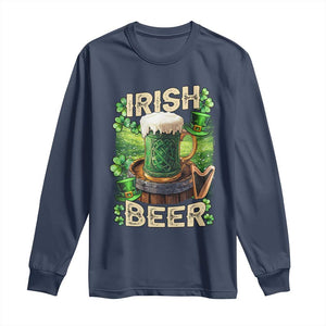 Funny St. Patrick's Day Irish Beer Long Sleeve Shirt TS09 Navy Print Your Wear