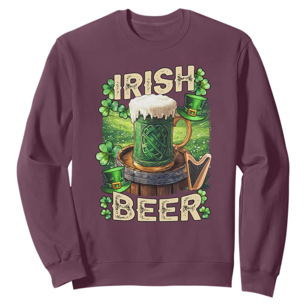 Funny St. Patrick's Day Irish Beer Sweatshirt TS09 Maroon Print Your Wear