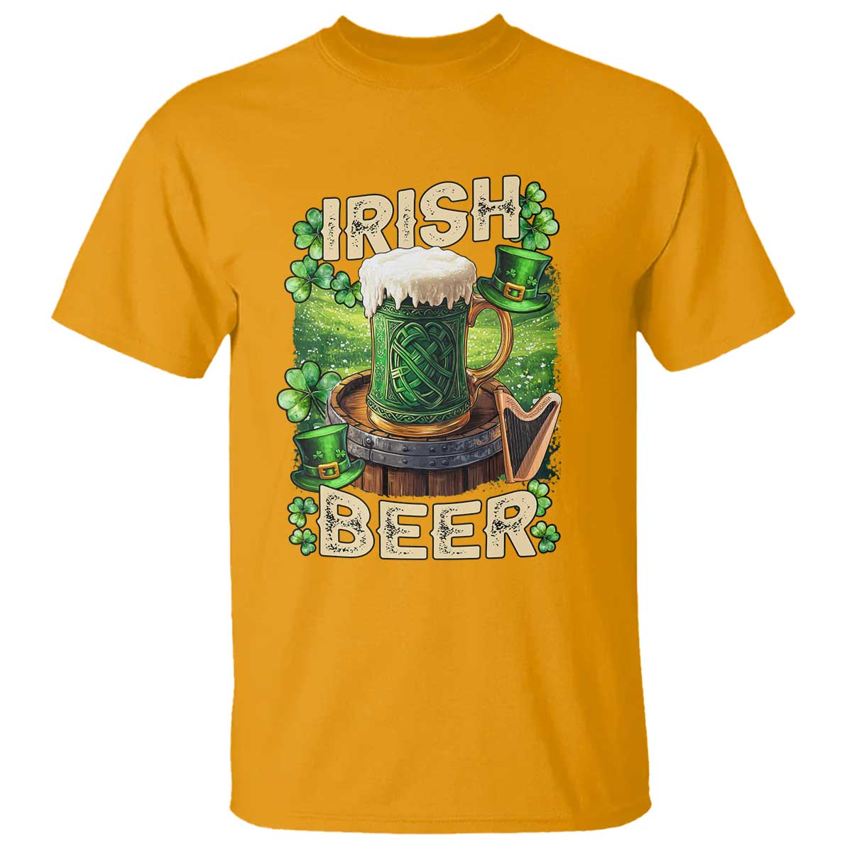 Funny St. Patrick's Day Irish Beer T Shirt TS09 Gold Print Your Wear