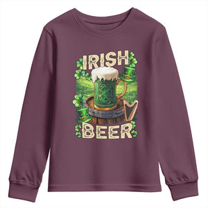 Funny St. Patrick's Day Irish Beer Youth Sweatshirt TS09 Maroon Print Your Wear