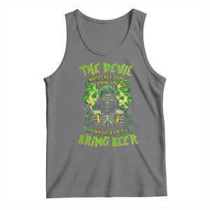 Funny Irish Beer Tank Top The Devil Whispered I'm Coming For You I Whisper Back Bring Beer TS09 Black Heather Print Your Wear