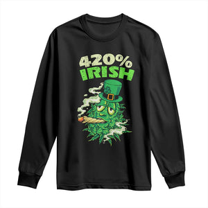 Funny St. Patrick's Day Cannabis Long Sleeve Shirt 420% Irish Weed TS09 Black Print Your Wear