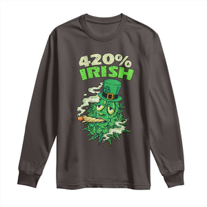 Funny St. Patrick's Day Cannabis Long Sleeve Shirt 420% Irish Weed TS09 Dark Chocolate Print Your Wear