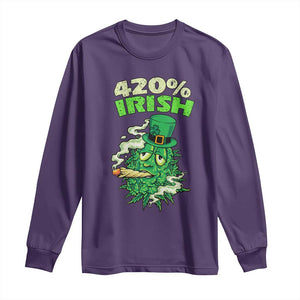 Funny St. Patrick's Day Cannabis Long Sleeve Shirt 420% Irish Weed TS09 Purple Print Your Wear