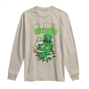 Funny St. Patrick's Day Cannabis Long Sleeve Shirt 420% Irish Weed TS09 Sand Print Your Wear