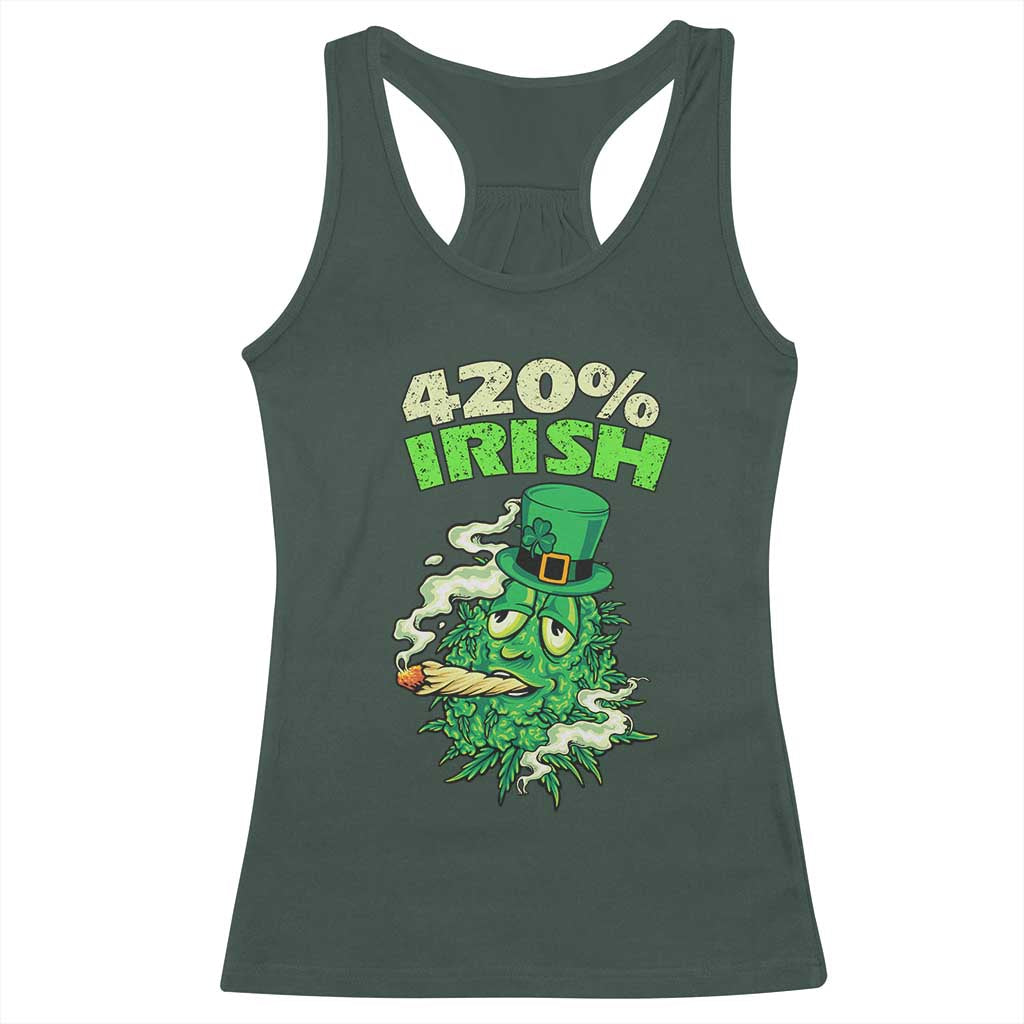 Funny St. Patrick's Day Cannabis Racerback Tank Top 420% Irish Weed TS09 Dark Forest Green Print Your Wear