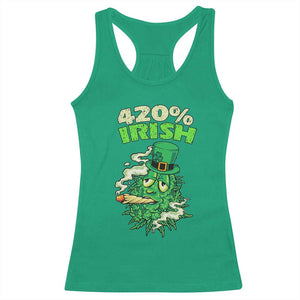 Funny St. Patrick's Day Cannabis Racerback Tank Top 420% Irish Weed TS09 Irish Green Print Your Wear