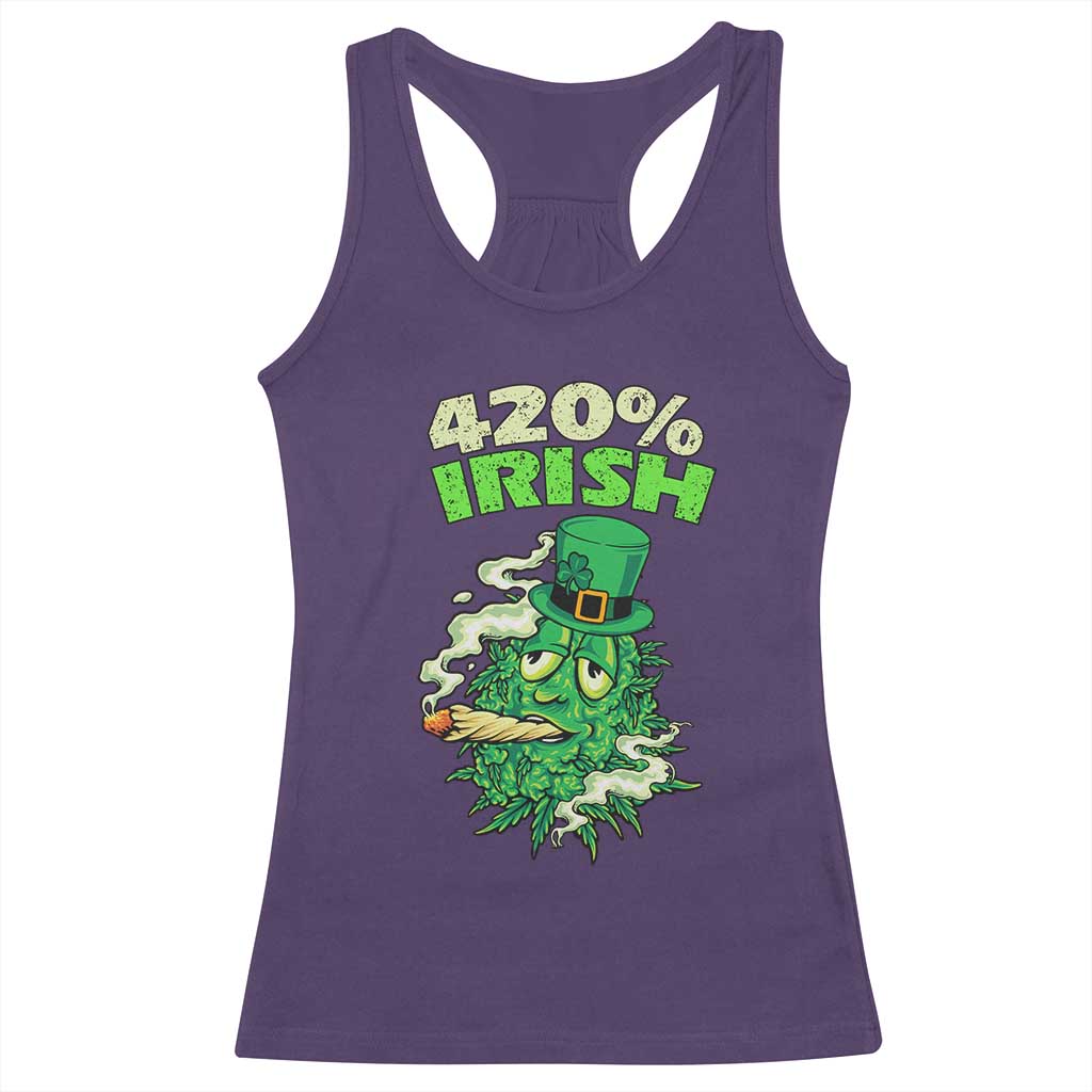 Funny St. Patrick's Day Cannabis Racerback Tank Top 420% Irish Weed TS09 Purple Print Your Wear