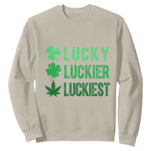 Funny St. Patrick's Day Weed Sweatshirt Lucky Luckiest Cannabis Shamrock TS09 Sand Print Your Wear