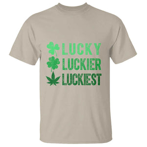 Funny St. Patrick's Day Weed T Shirt Lucky Luckiest Cannabis Shamrock TS09 Sand Print Your Wear