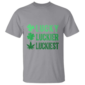 Funny St. Patrick's Day Weed T Shirt Lucky Luckiest Cannabis Shamrock TS09 Sport Gray Print Your Wear