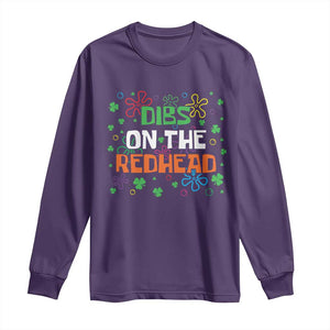 Funny St. Patrick's Day Long Sleeve Shirt Dibs On The Redhead TS09 Purple Print Your Wear