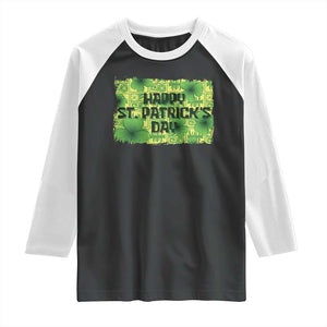 Funny Happy St. Patrick's Day Raglan Shirt TS09 Black White Print Your Wear