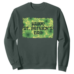 Funny Happy St. Patrick's Day Sweatshirt TS09 Dark Forest Green Print Your Wear