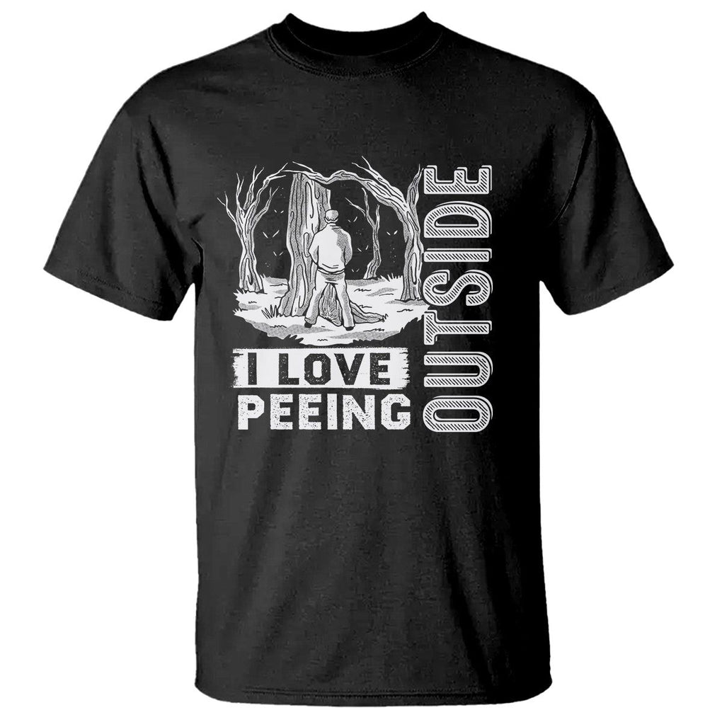 Funny Camping T Shirt I Love Peeing Outside Nature Lover Hiking Men TS09 Black Printyourwear