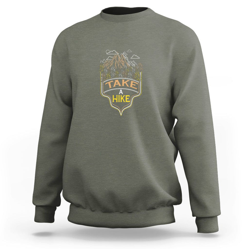 Hiking Lover Sweatshirt Take A Hike Outdoor Nature Scene TS09 Military Green Printyourwear