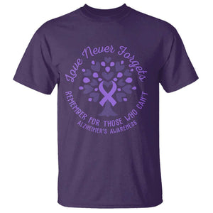 Alzheimer Awareness T Shirt Love Never Forgets Remember For Those Who Cannot Purple Ribbon TS09 Purple Print Your Wear