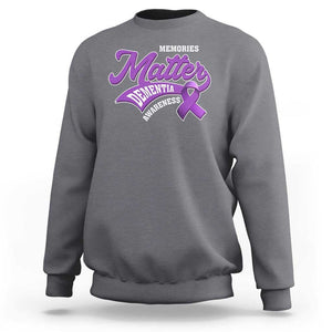 Dementia Awareness Sweatshirt Memories Matter Purple Ribbon Alzheimer TS09 Charcoal Print Your Wear