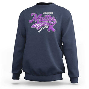 Dementia Awareness Sweatshirt Memories Matter Purple Ribbon Alzheimer TS09 Navy Print Your Wear