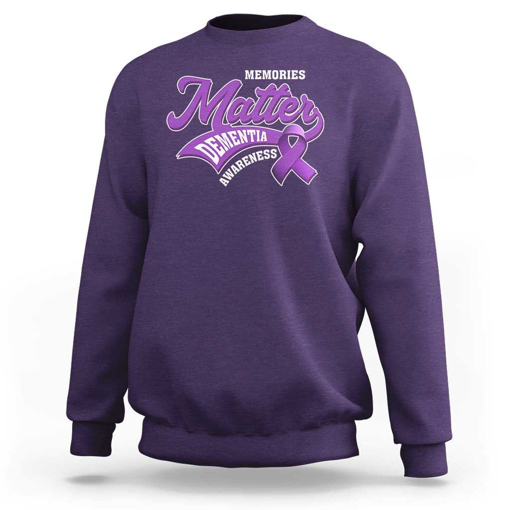 Dementia Awareness Sweatshirt Memories Matter Purple Ribbon Alzheimer TS09 Purple Print Your Wear