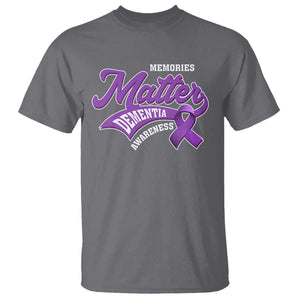 Dementia Awareness T Shirt Memories Matter Purple Ribbon Alzheimer TS09 Charcoal Print Your Wear