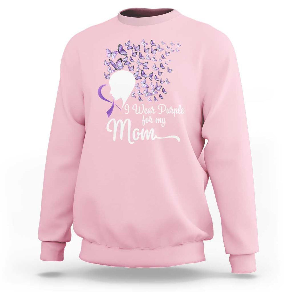 Alzheimer Awareness Sweatshirt I Wear Purple For My Mom Dementia TS09 Light Pink Print Your Wear