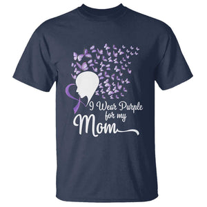 Alzheimer Awareness T Shirt I Wear Purple For My Mom Dementia TS09 Navy Print Your Wear