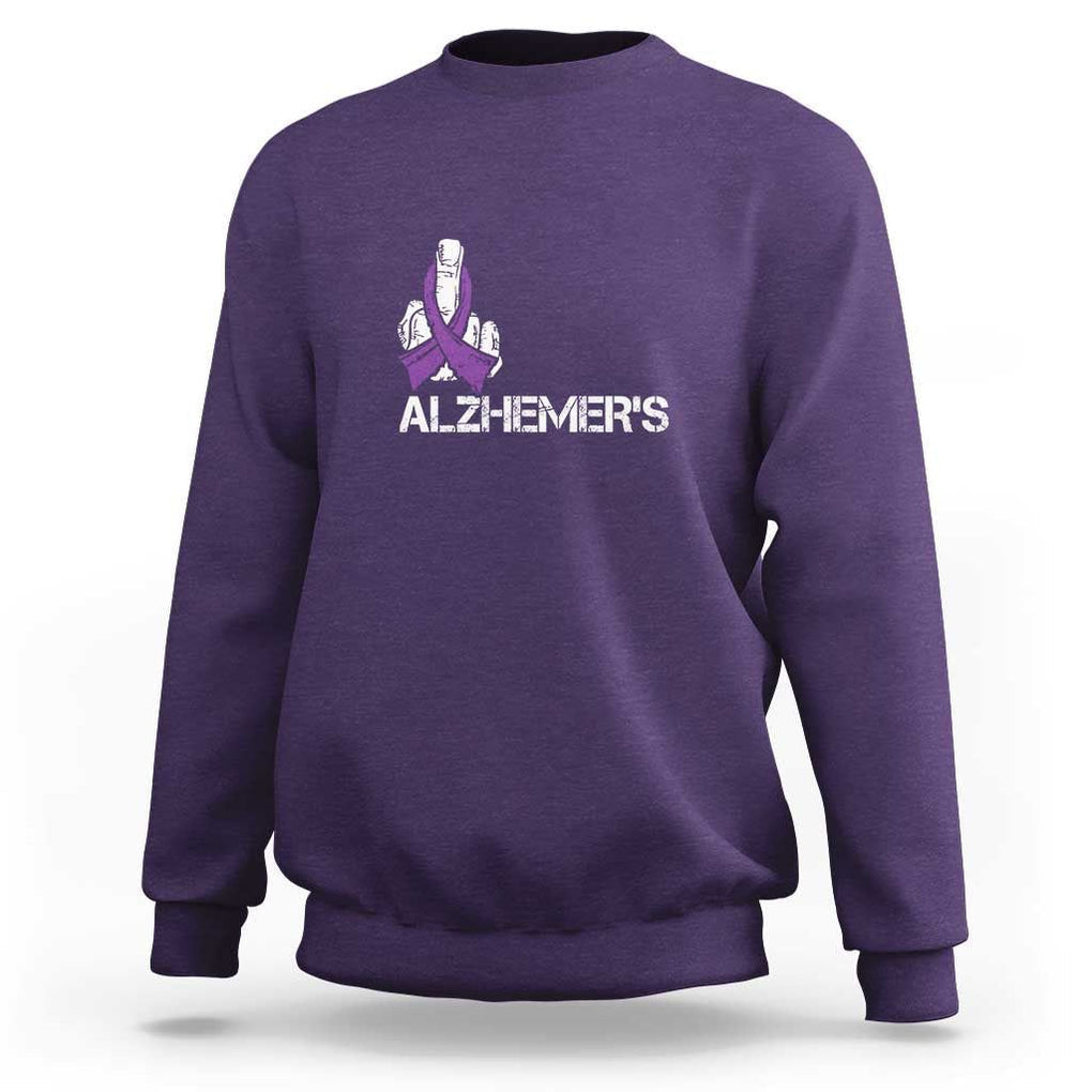 Fuck Alzheimer's Dementia Purple Ribbon Sweatshirt TS09 Purple Print Your Wear