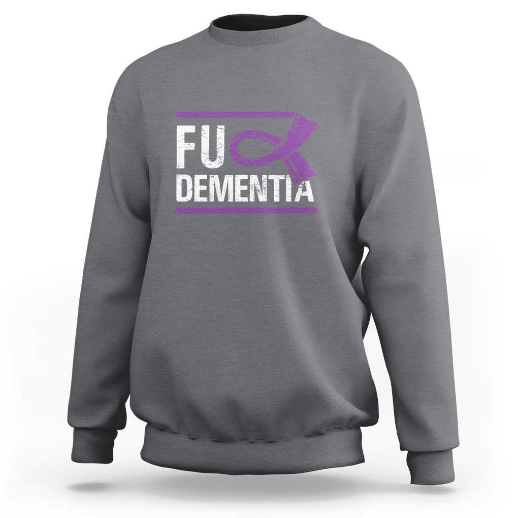 Fuck Dementia Alzheimer Purple Ribbon Sweatshirt TS09 Charcoal Print Your Wear