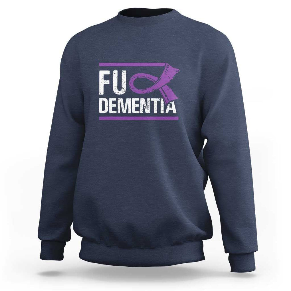 Fuck Dementia Alzheimer Purple Ribbon Sweatshirt TS09 Navy Print Your Wear