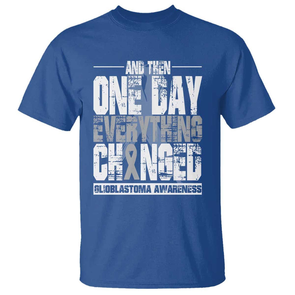 Glioblastoma Awareness T Shirt One Day Everything Changed Brain Tumor TS09 Royal Blue Print Your Wear
