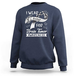 I Wear Gray For Brain Tumor Awareness Sweatshirt TS09 Navy Print Your Wear