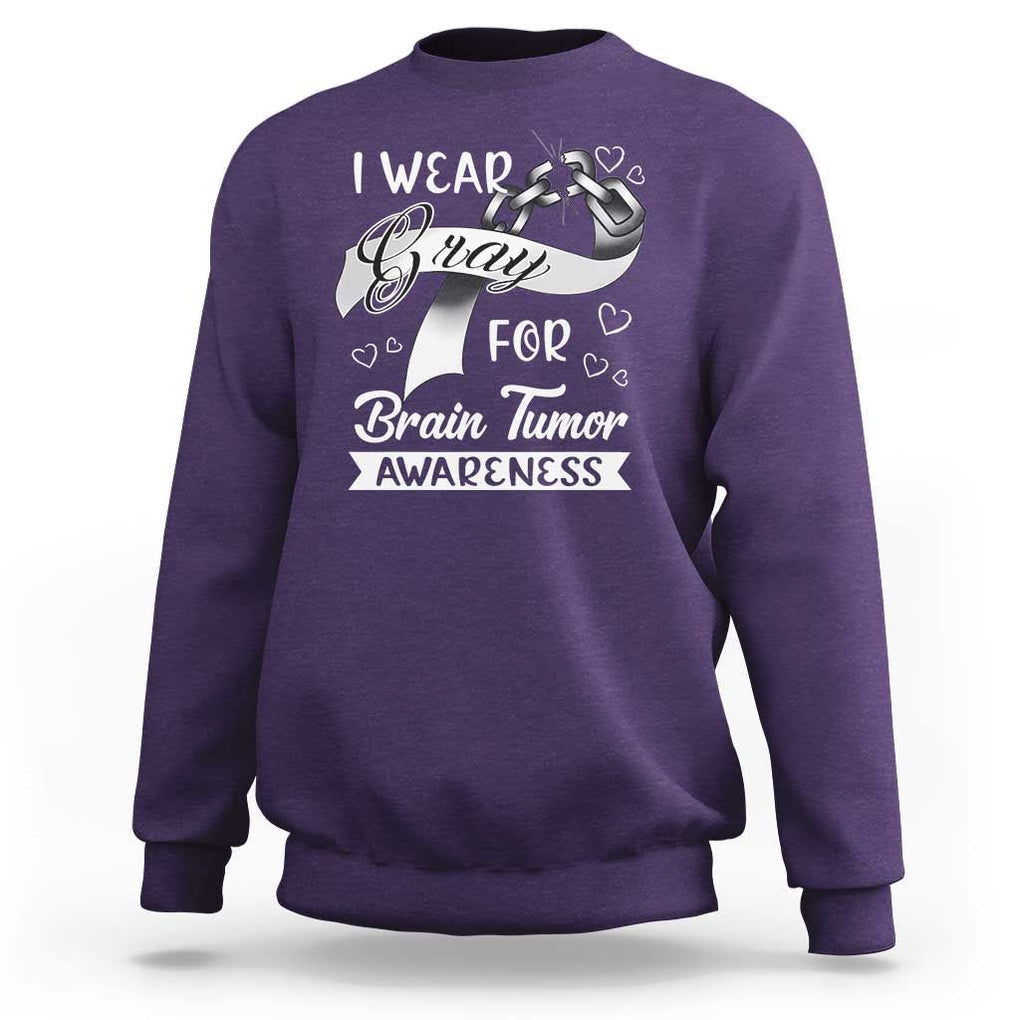 I Wear Gray For Brain Tumor Awareness Sweatshirt TS09 Purple Print Your Wear