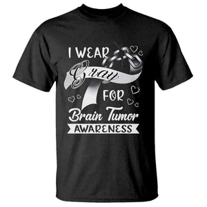 I Wear Gray For Brain Tumor Awareness T Shirt TS09 Black Print Your Wear