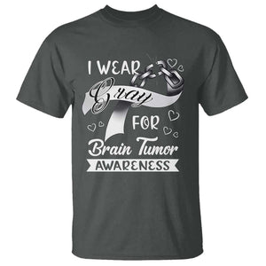 I Wear Gray For Brain Tumor Awareness T Shirt TS09 Dark Heather Print Your Wear