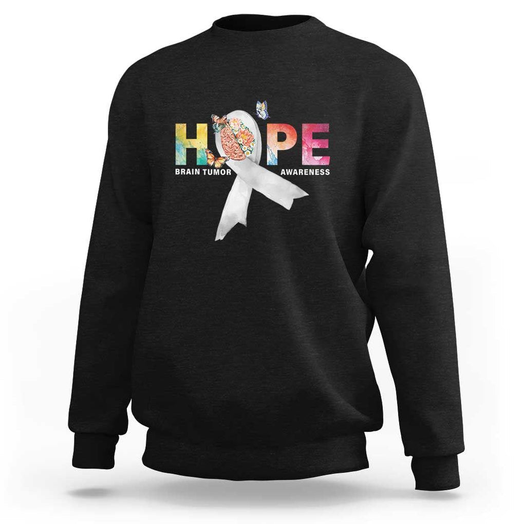 Hope Brain Tumor Awareness Gray Ribbon Sweatshirt TS09 Black Print Your Wear