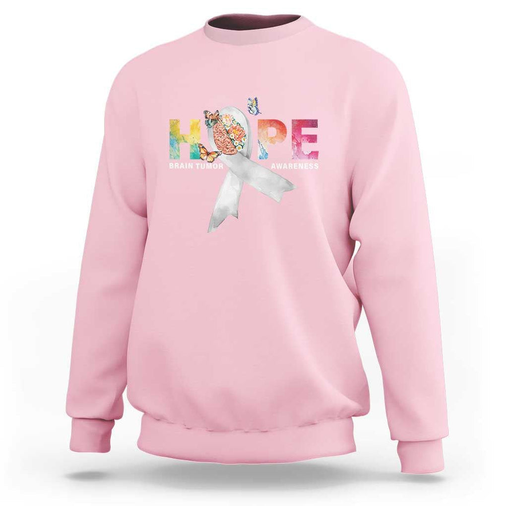 Hope Brain Tumor Awareness Gray Ribbon Sweatshirt TS09 Light Pink Print Your Wear