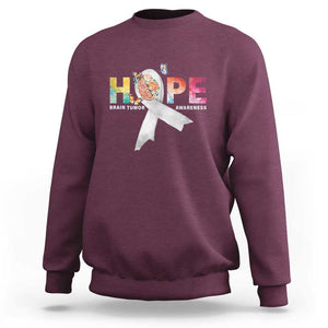 Hope Brain Tumor Awareness Gray Ribbon Sweatshirt TS09 Maroon Print Your Wear